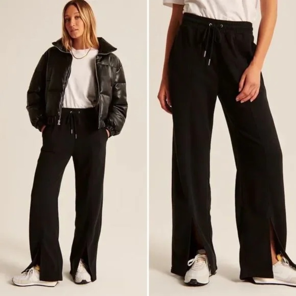Abercrombie Black Sweatpants Split Hem Size Small